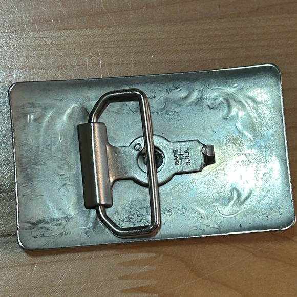 Silver Tone 2” X 3” Belt Buckle w. Bronze Color Bull Head USA Made Belt Buckle - Picture 3 of 4